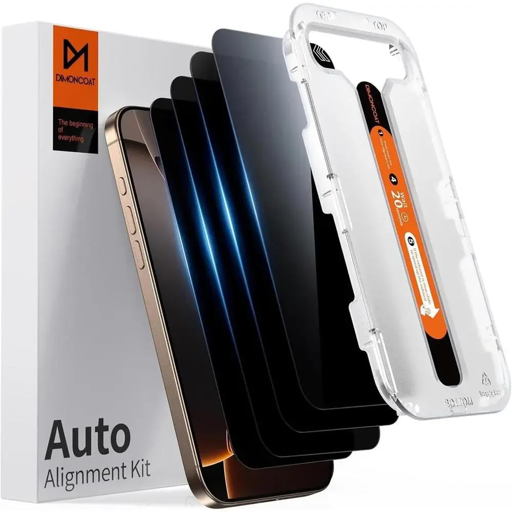 Privacy Screen Protector For iPhone 16 PRO-MAX Auto Align Kit 10X Military 4 Pac